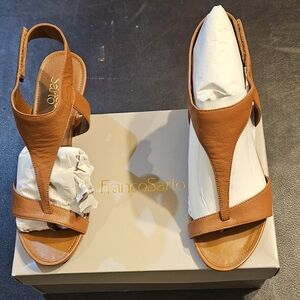 Franco Suarto Womens 7.5 Cognac Brown Dori Wedge Sandal